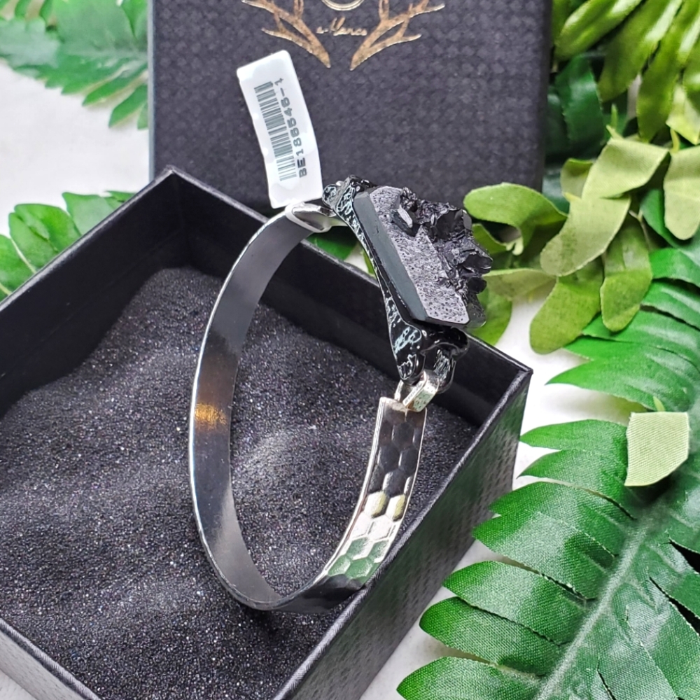 Faux Raw Crystal Bangle Bracelet